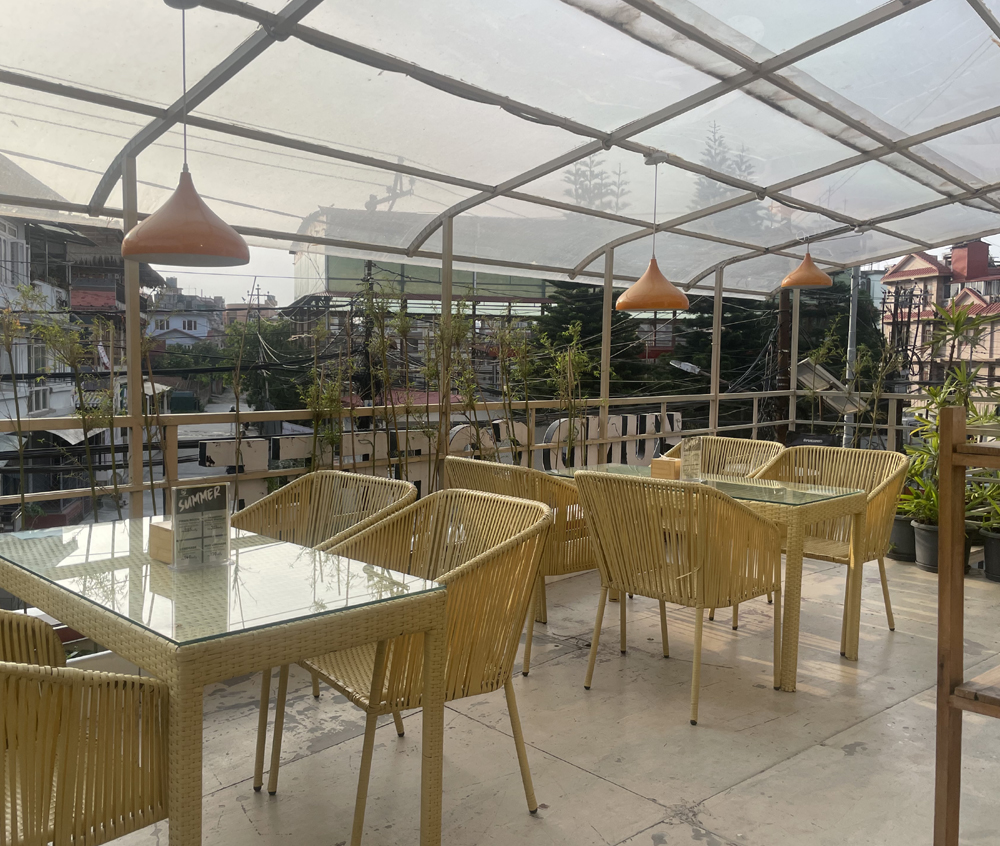 Relaxing open air rooftop terrace deck